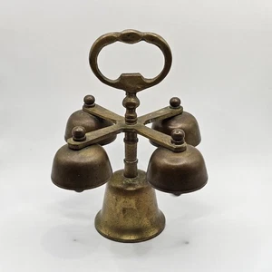 Vintage Messing Kommunion katholische Kirchenglocke mit 5 Tassen Altar  - Bild 1 von 21
