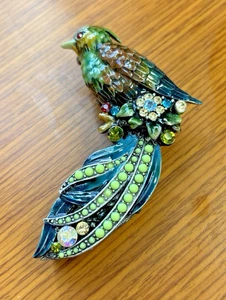 Bird Miniature Trinket Box Magnetic Enamel Jeweled Crystal Decor 2pc Trinket Box - Picture 1 of 21