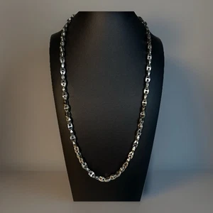 Men's Women's Heavy Stainless Steel Puff Mariner Link 24" Chain Shiny Necklace - Picture 1 of 7