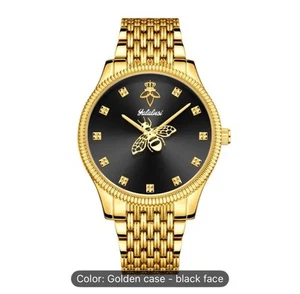 Beautiful Men’s Bee Honeybee Golden Bracelet Watch Black Face Immediate Post UK - Picture 1 of 4