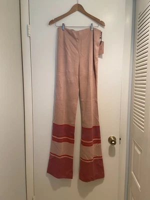  NEW Miu Miu Women's Long Pink Stripes Pants Size 14 Wool Blend  - Image 1 of 4