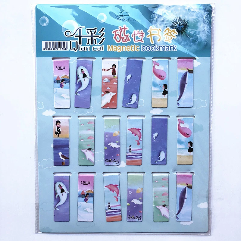 BARGAINS EXPRESS UK 18pc Girl Dolphin Whale Seaside Holiday Magnetic Bookmarks Magnet Book Markers