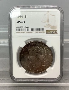 Silberdollar Peace 1924 - NGC - MS 63 - Bild 1 von 4