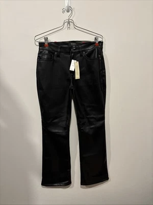Pantalones Banana Republic Petite 27/4 de tiro medio de cuero vegano negro con etiquetas Foto 1 de 4