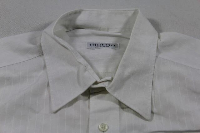 Eterna Excellent Camicia A Maniche Lunghe 41 Bianca A Righe Come Nuova #E5846 - Immagine 1 di 1
