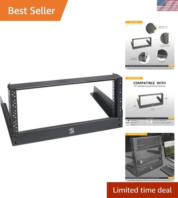 Space-Saving 4U Audio Rack with Tapered Holes for Easy Installation - Black - Image 1 of 4