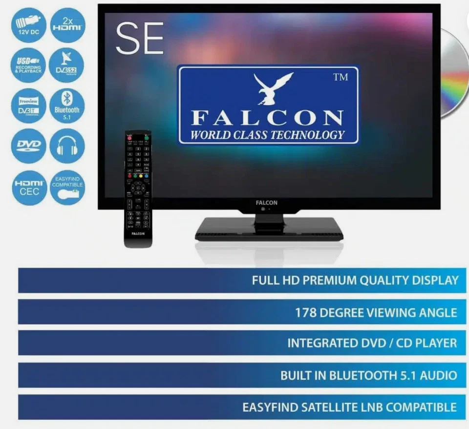 Falcon SF 27″ FHD Camping TV with DVD, Freeview, Freesat, USB - Image 1 of 1