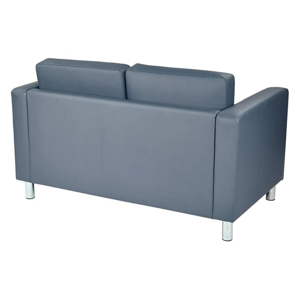 OSP Home Furnishings Pacific Loveseat en cuero sintético azul Dillon Foto 1 de 4