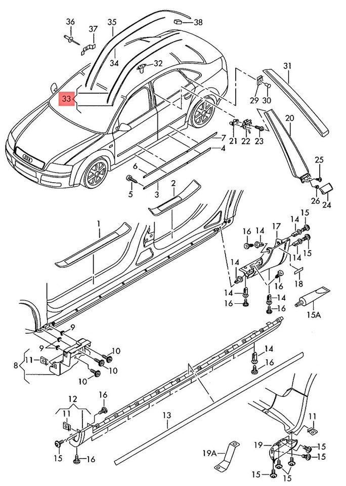 Genuine AUDI A4 Avant S4 quattro 8E2 8E5 8EC Roof Channel Right 8E9853702BGRU - Image 1 of 1
