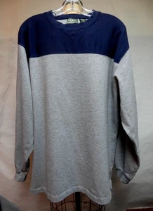 L.L. Bean Gray/Navy Crewneck Sweatshirt Pullover Cotton Size Large EUC - Picture 1 of 7