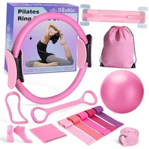 Pilates Ring Essentials Kit for Women, Workout Equipment Set for Home with pink - Picture 1 of 7