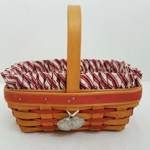 Longaberger 1997 Sweet Treats Red Sweetheart Basket Set+Prot+Liner+Tie On 5th Ed Cover