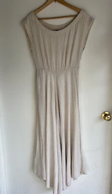 Maxi Vestido Vintage Banana Republic Rayón Lino Para Mujer Color Marfil Avena Años 60 Foto 1 de 4