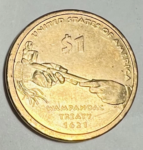 2011 P - Sacagawea $1 One US Dollar Coin Wampanoag Treaty - Philadelphia Cover