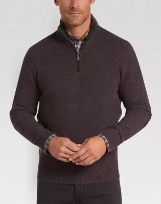 Joseph Abboud Limited Edition  1/4 Zip Mock Neck mens  Cashmere Sweater - Image 1 of 4