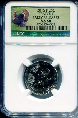 2015 P 25C Kisatchie quarter NGC MS 68 Early Release - Image 1 of 2