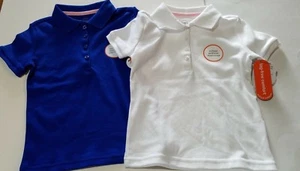 Girls Wonder Nation Brand Blue & White - Polo School Shirt Size XS 4/5 Lot of 2 - Picture 1 of 4