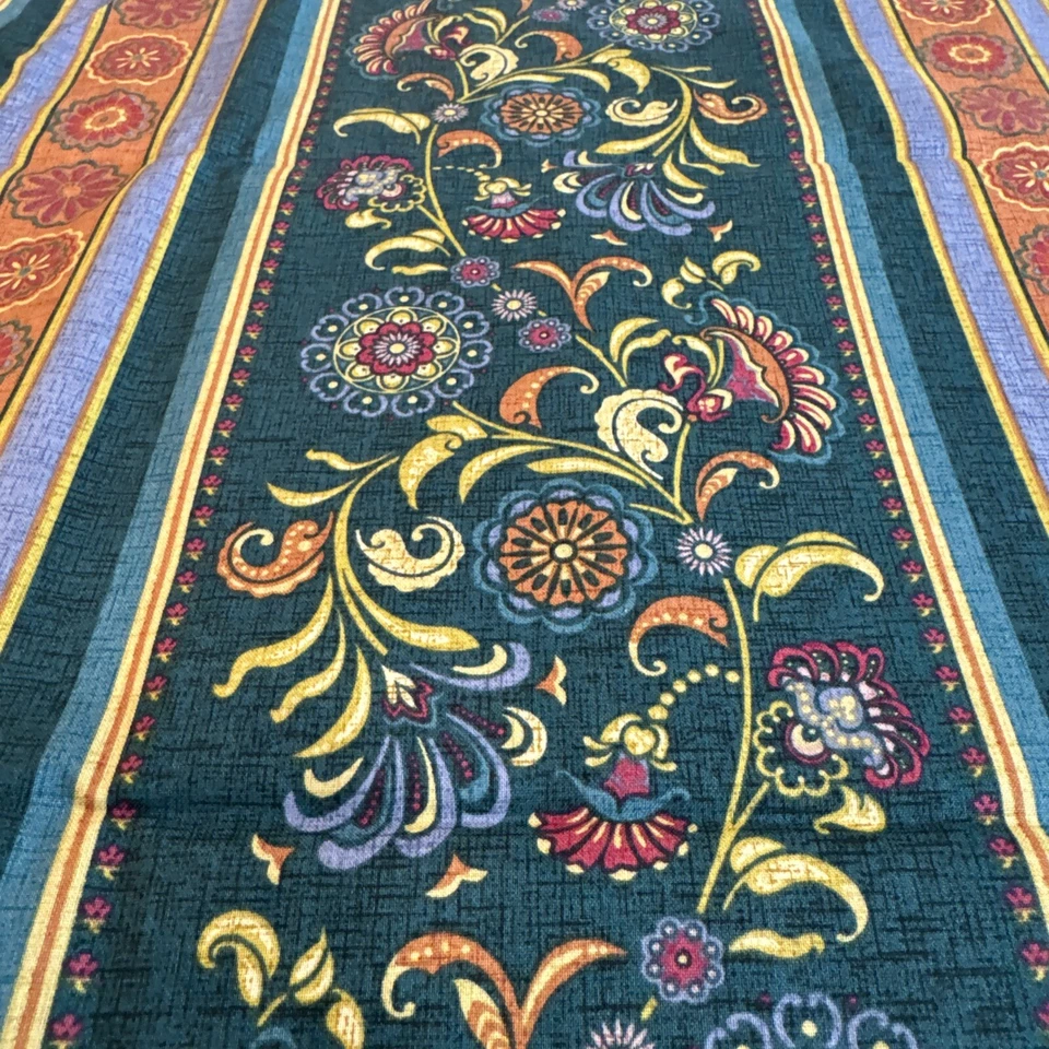 BENARTREX Ravello Stripes Floral Stripes Green Orange Cotton 1 1/2 Yards - Image 1 of 4