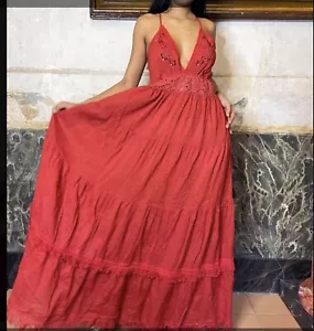 Antica Sartoria 2023 Red Backless Lace Beads Long Dress - Picture 1 of 13