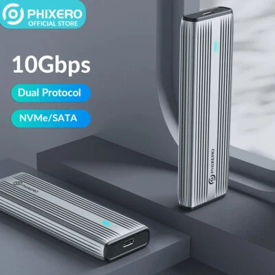 PHIXERO M.2 NVMe Gehäuse SSD Festplattengehäuse SATA Adapter Aluminium USB3.2 Gen2 Case