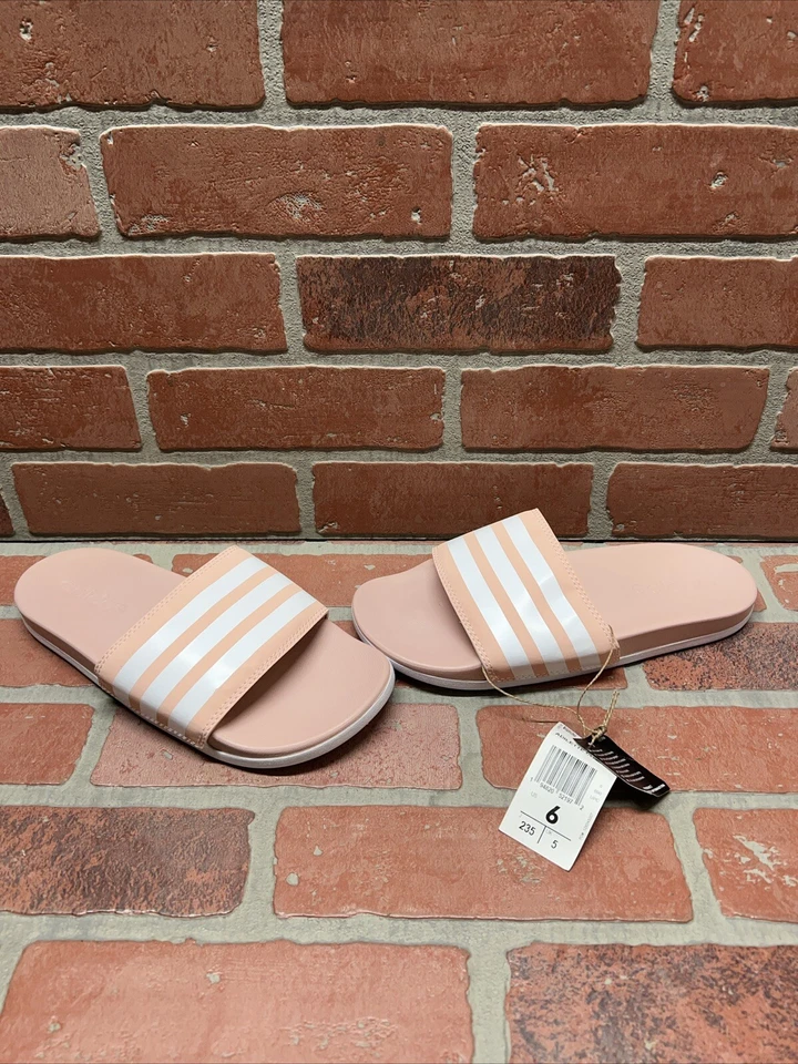 adidas 'ADILETTE COMFORT' Pink/White Slide Sandals Women's Size 6 - Image 1 of 4