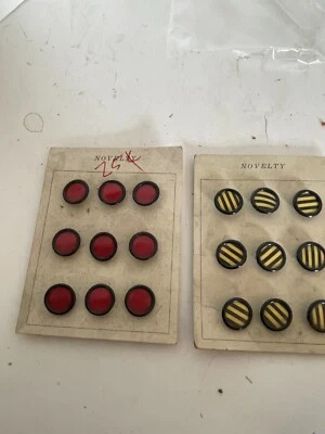 Lote de tarjetas de metal a rayas rojas negras amarillas de colección novedad botones de costura BU1508 Foto 1 de 3