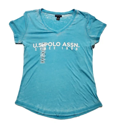 U.S.POLO Women’s Sizes Small Tie Dye Short Sleeve V-Neck Shirt - Image 1 of 4