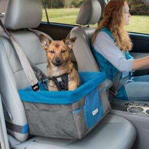 Kurgo Dog Car Seat w/ Seat Belt (Blue & Grey) - lightly used