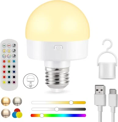 Rechargeable 15 Colors Selectable Detachable LED Light Bulb with Remote Control - Image 1 of 4
