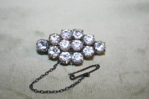 Antiguo Broche Art Deco Pasta Diamante Set en Metal Cromado (305) - Imagen 1 de 5