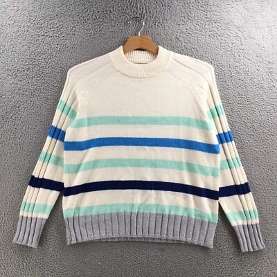 Suéter feminino St Johns Bay 2XL bege multicolorido listrado Dolman manga longa malha - Imagem 1 de 4