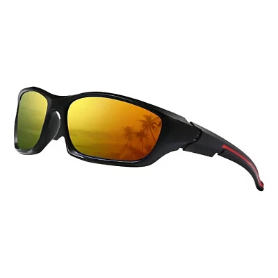 3K FASHION Sonnenbrille 768 Premium Biker Brille Männer Cool UV400 TR90 Schwarz Rot Orange