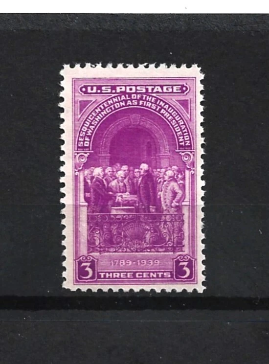 US Stamp-Scott # 854-3c-Mint/NH-OG-1939-George Washington Taking Oath - Image 1 of 1