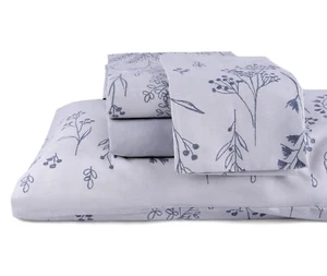 Turkish Cotton Sheet & Pillowcase Set of 4 Flat Fitted Sheet Natural Bedding Set - Picture 1 of 12