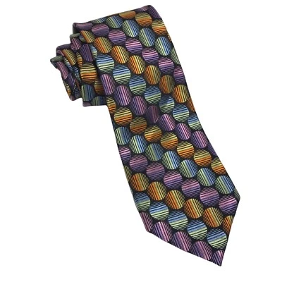 Corbata Van Heusen Italia puntos neón abstracta seda brillante para hombre 3,5" x 59" usada en excelente estado Foto 1 de 4