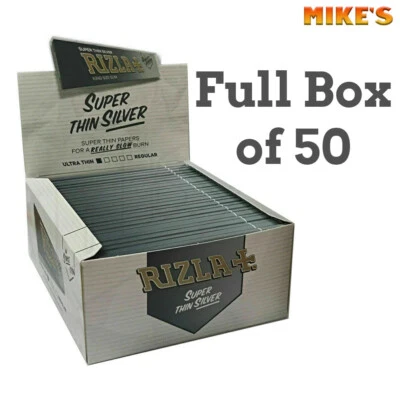 Full Box of 50 Silver Rizla Kingsize Slim Super Thin  Papers REDUCED £21.09 - Image 1 of 2