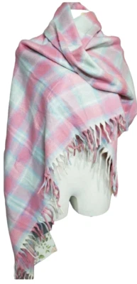  Vintage Fieldcrest 100% Acrylic Lap Blanket Shawl Ruana Fringed 50"x60"   - Image 1 of 4