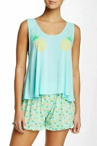 Free Press Womens Woven Teal Pinnapple Print Light wieght Tank Top Size M - Picture 1 of 16