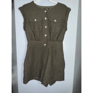 Express Olive Green tweed sleeveless utility jumper romper size 2 - Picture 1 of 12