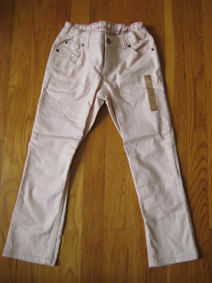 NWT Lands End girls pink Skimmer JEANS Size 8 skinny capri cropped pants NEW - Image 1 of 3