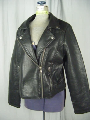 HOT TOPIC Vtg Black Faux Leather Biker Jacket-Bust 41/ M - Image 1 of 4