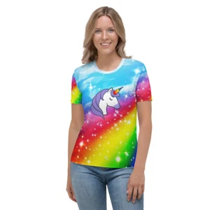 Women's T-shirt Rainbow Pride LGBTQ Plus pride unicorn sparkles shine gay pride - Picture 1 of 25