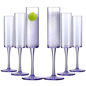 16 Pack Plastic Champagne Flutes, 5.5 Oz Unbreakable Goblet Glasses Reusable ... - Picture 1 of 8