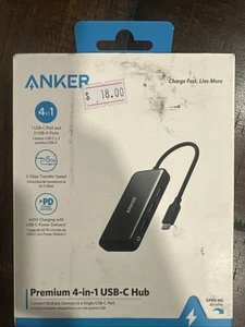 Anker - USB C Hub, 4-in-1 USB-C, with 60W PD, 3 USB-A, 1 USB-C - Gray - Picture 1 of 3