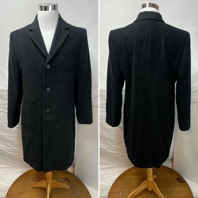 Men’s 42R Wool & Cashmere Hathaway Platinum Italy Charcoal Gray Black Pea Coat - Image 1 of 4