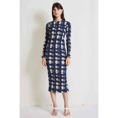 Apiece Apart Suenos Smock Midi Dress Navy Blue Print Long Sleeve Sz L - Image 1 of 4