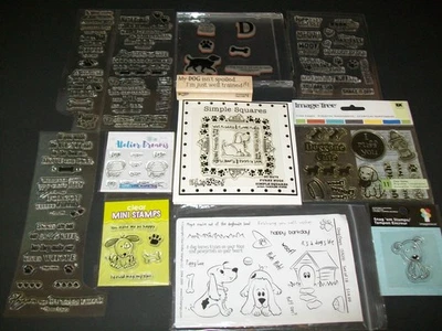 Dog Stamp Large Lot 12 Clear Acrylic Stamp Sets NIP Scrapbook Cards DIY Crafts - Image 1 of 4
