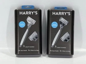 Lot of 2 - Harry's Craft Handle | 1x Razor Handle | 2x 5-Blade Cartridges - Picture 1 of 2