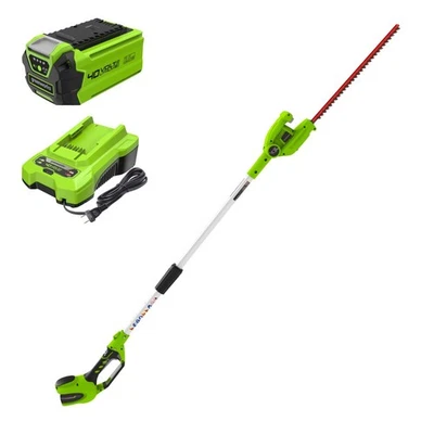 Cortasetos de poste Greenworks 40V 20 pulgadas con batería de 2Ah y cargador de 2A Foto 1 de 4