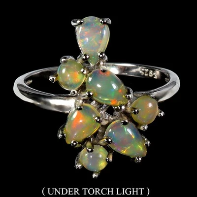 925 Sterling Silver Ring Pear Fire Opal 6x4mm Natural Gemstone Jewelry Size 8 - Image 1 of 4